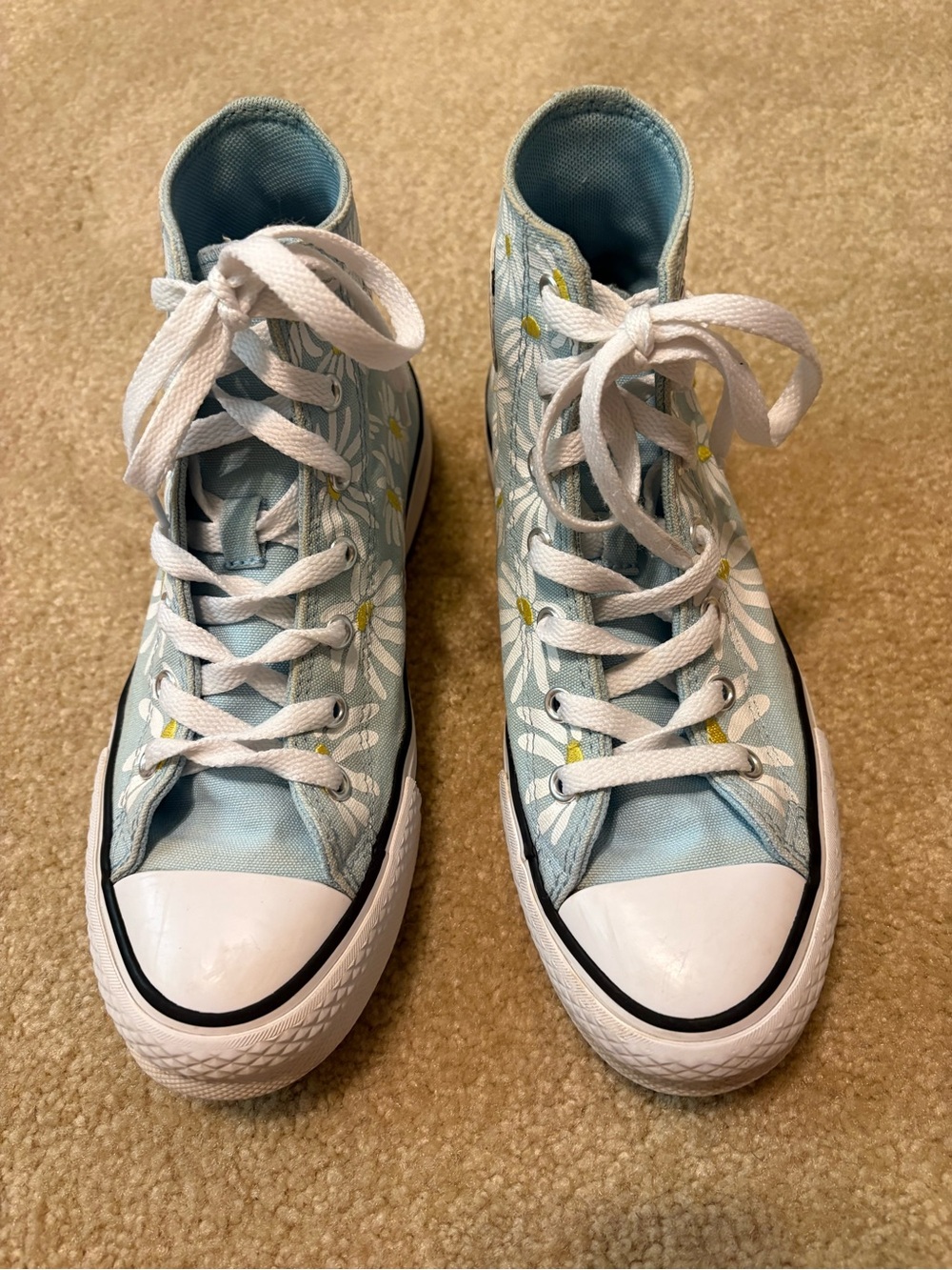 Kids Light Blue Daisy High-Top Sneakers